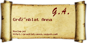 Grünblat Anna névjegykártya